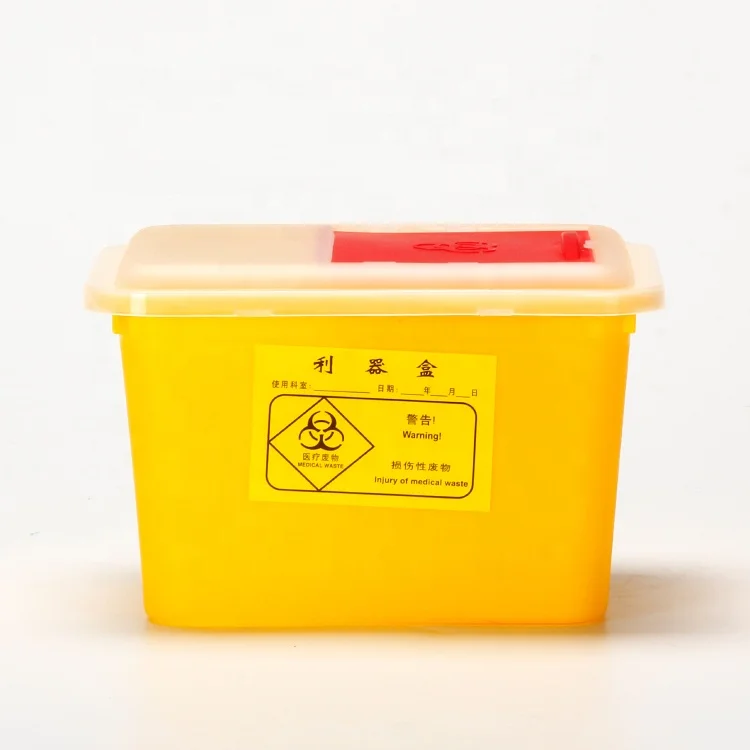 Medical equipment Square Medical waste container  yellow sharp waste disposal container