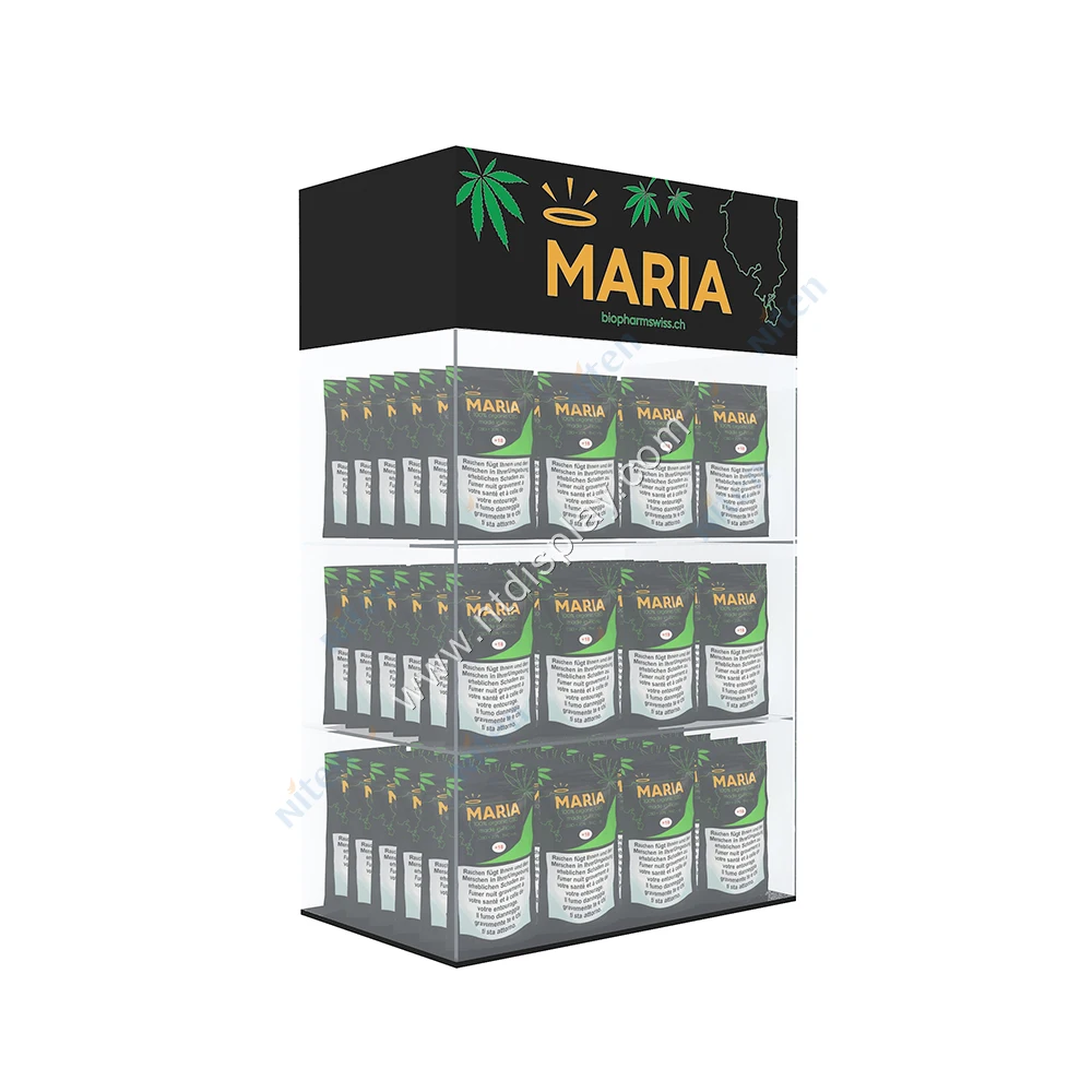 Smoke Shop Custom Clear Acrylic Smoking Display Stand Cigarette Retailer Display Rack With Door And Lock