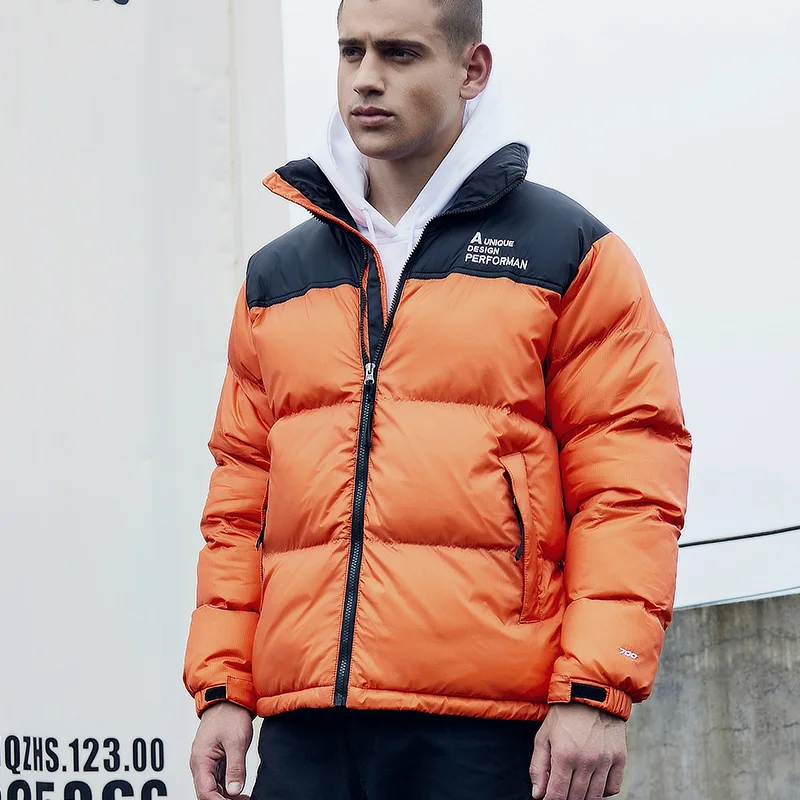 Men Outdoor Insulated Jacket Hooded Full Zipper Up Winter Warm Puffer Jacket Cotton Padded Over Coat