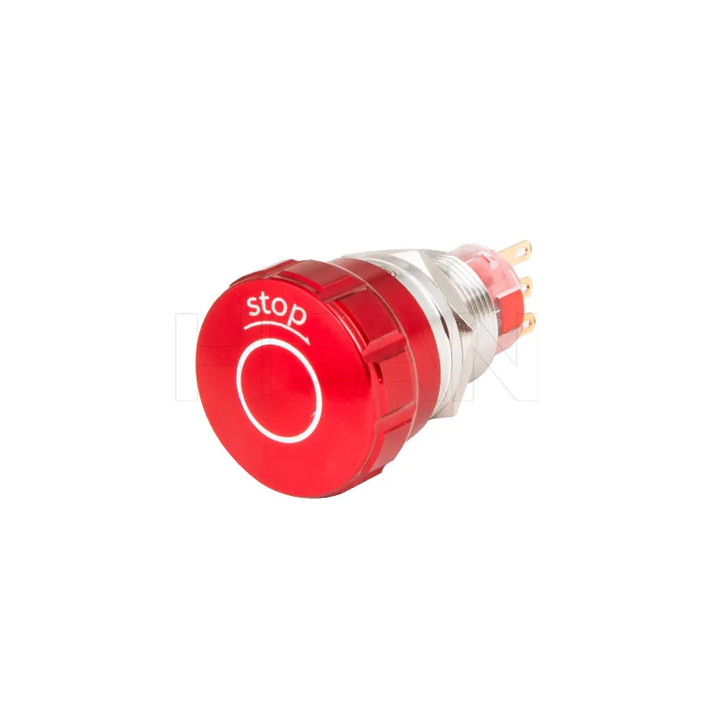 China  maker 19MM Aluminum alloy red color push lock switches ip67 emergency stop button