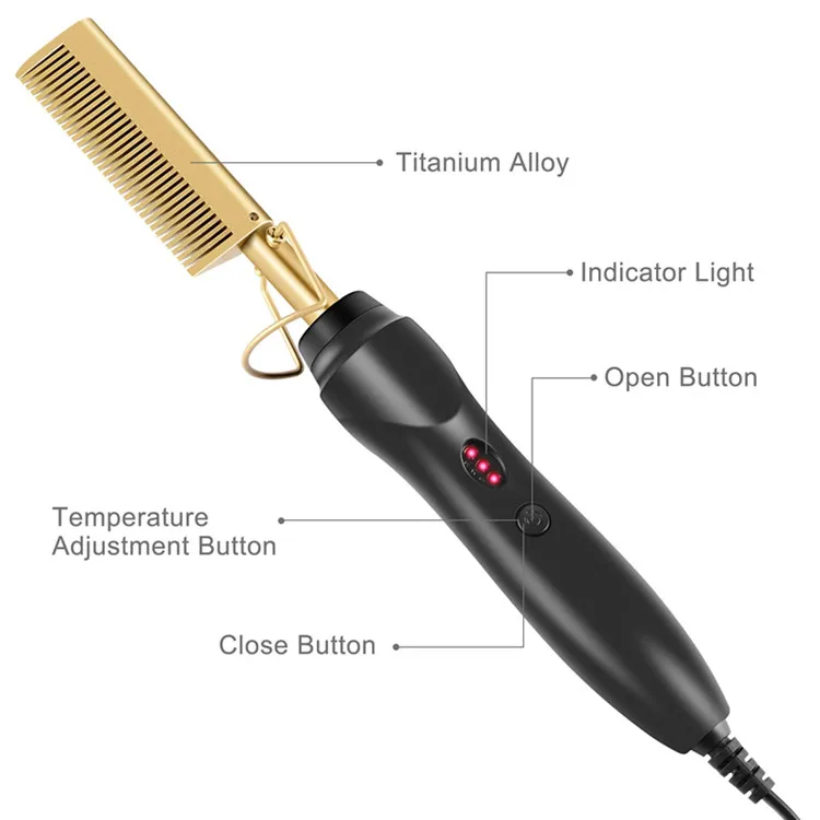 Custom Private Label Peigne Chauffant Hotcombs Vendors Flat iron Hair Straightener Lisseur Pressing Electric 500 Degree Hot Comb