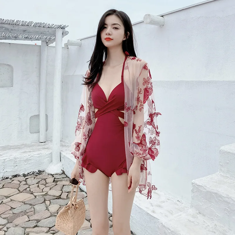 Korea 2023 Woman Highly elastic Two  Piece Swimwear Summer Dress Bikini Swimming Wear With Coverups