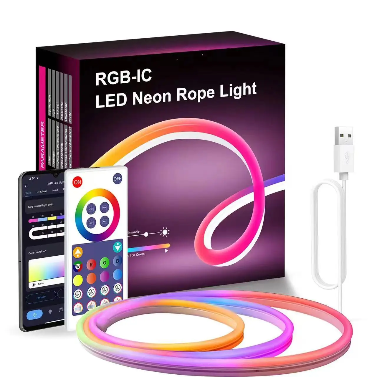 Cross border Music Light Bar Music Remote Control Running Horse Lantern Graffiti WiFi Intelligent DIY Shaped Music Neon Light