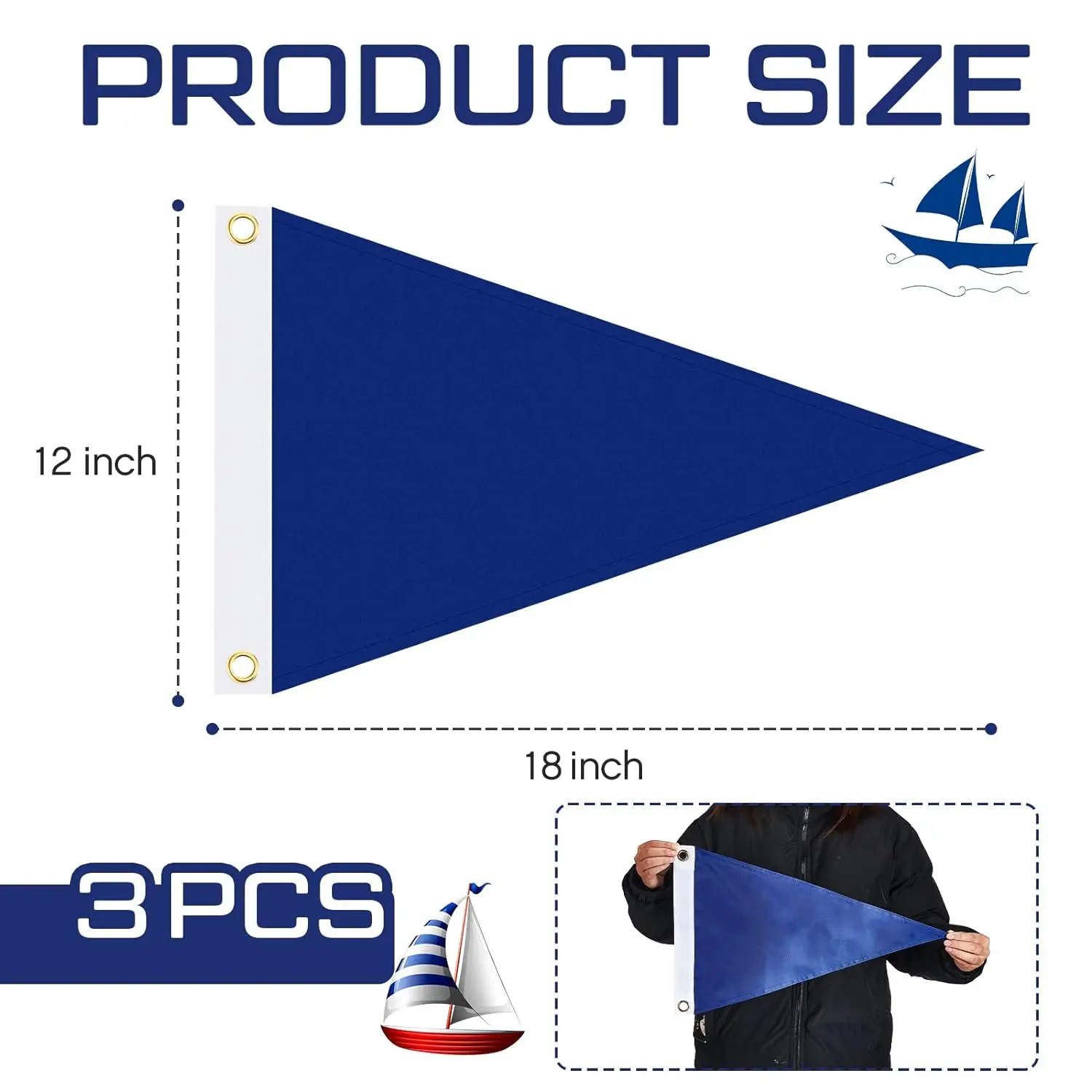 Wholesale Outdoor Home Party Decorations Any Designs With Brass Grommets  Custom Pennant Flags Triangle Boat Flag