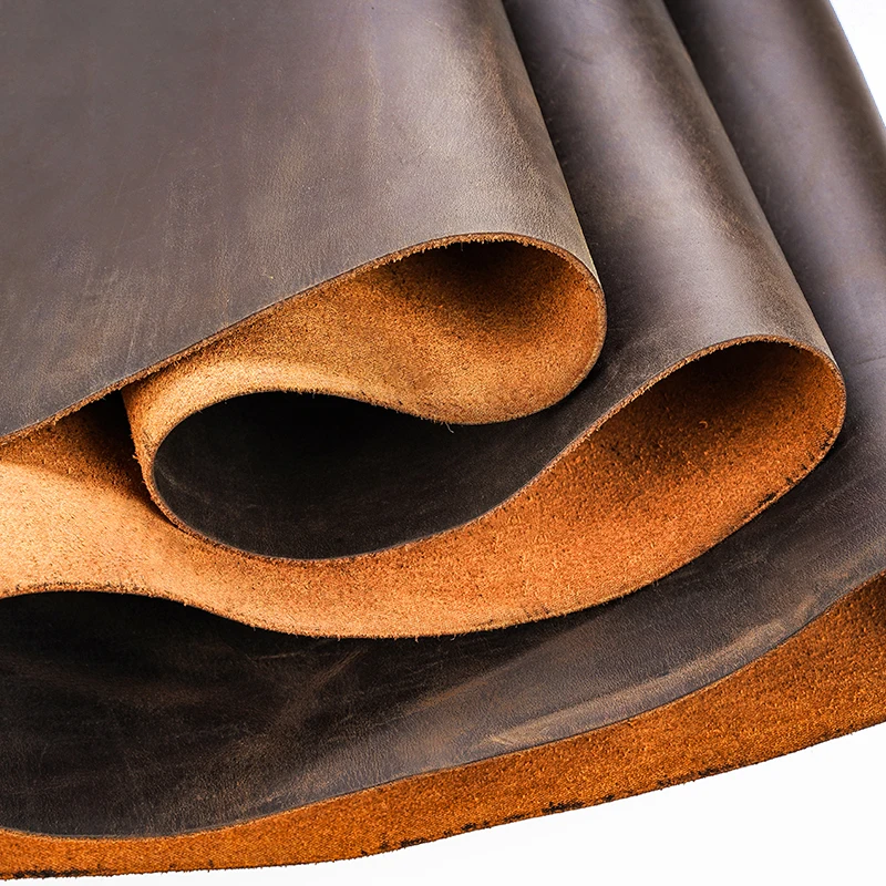 Factory OEM ODM Custom Supplier Cow Hide Cattle Real Leather Full Grain Cowhide Brown Crazy Horse Leather Supplier