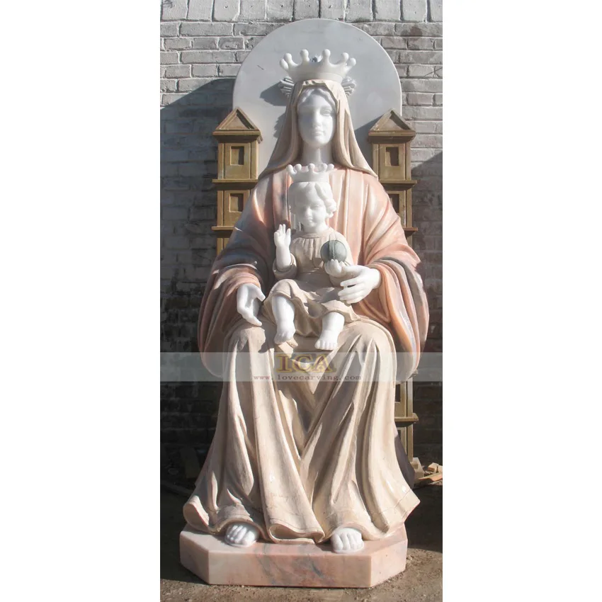 Garden Decoration Natural Stone White Marble Stone Virgin Mary Statue For Sale