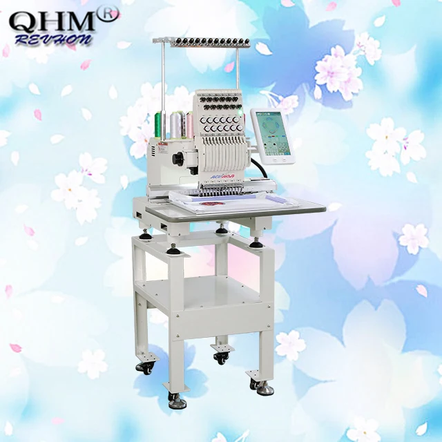Industry Flat Embroidery Machine 12 Needles Monogramming Machinery For Tshirt  Hat Textile  Fabric