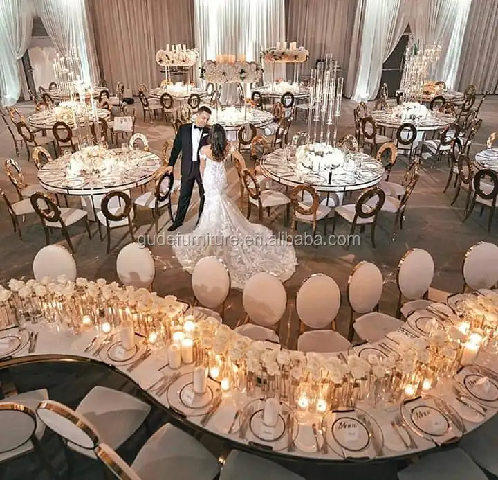 modern event chairs gold stainless steel high back white cushion wedding throne hotel dining chair