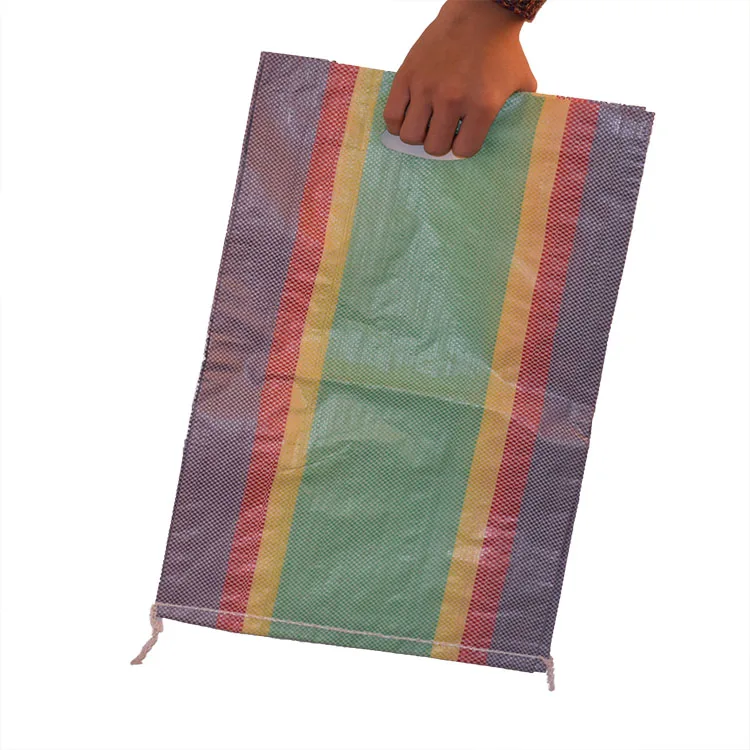 
colorful strip pp woven bag sack ,rice bag shopping bags pp woven sack with colorful thread export to Africa 