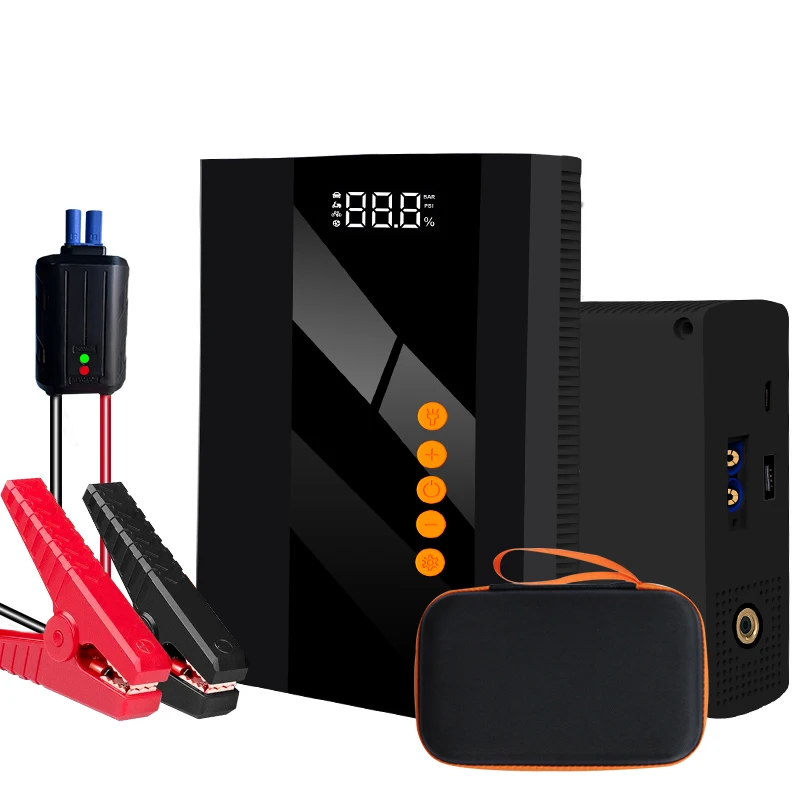 2022 new portable jump starter 2 in 1 with air pump inflator built-in air pump car inflator for car motor bike ball air pump
