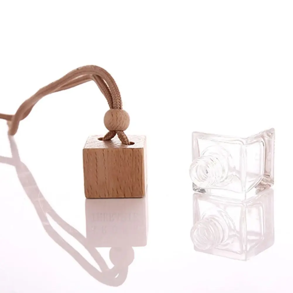 Square 10ml Hanging Car Perfume Bottles Fragrance Diffuser Bottle Car Air Freshener Glass Essential Oil Bottle Wholesaler