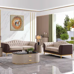 Nordic Chesterfield sofa modern light luxury villa white leather sofa combination luxury home furniture
