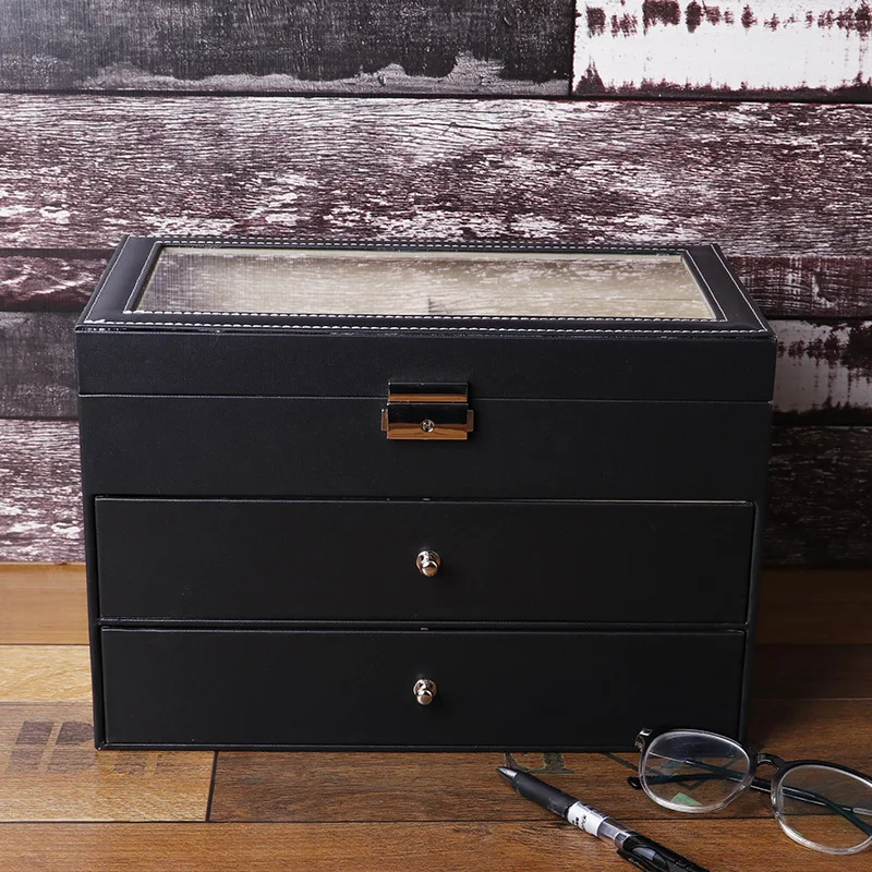 18 Slots Sunglasses Organizer Collector Eyeglasses Sunglass Glasses Storage Box Eyeglasses Eyewear Display Case with Drawer