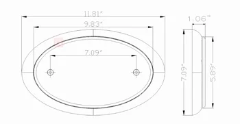 led 10 inch oval red/white/amber stop turn tail signal backup lamp for truck dot