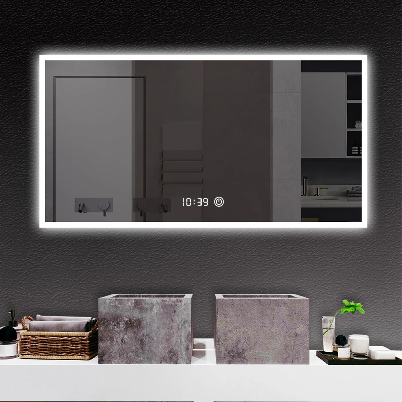 
illuminated anti fog full length customer size led mirror with touch for bath 