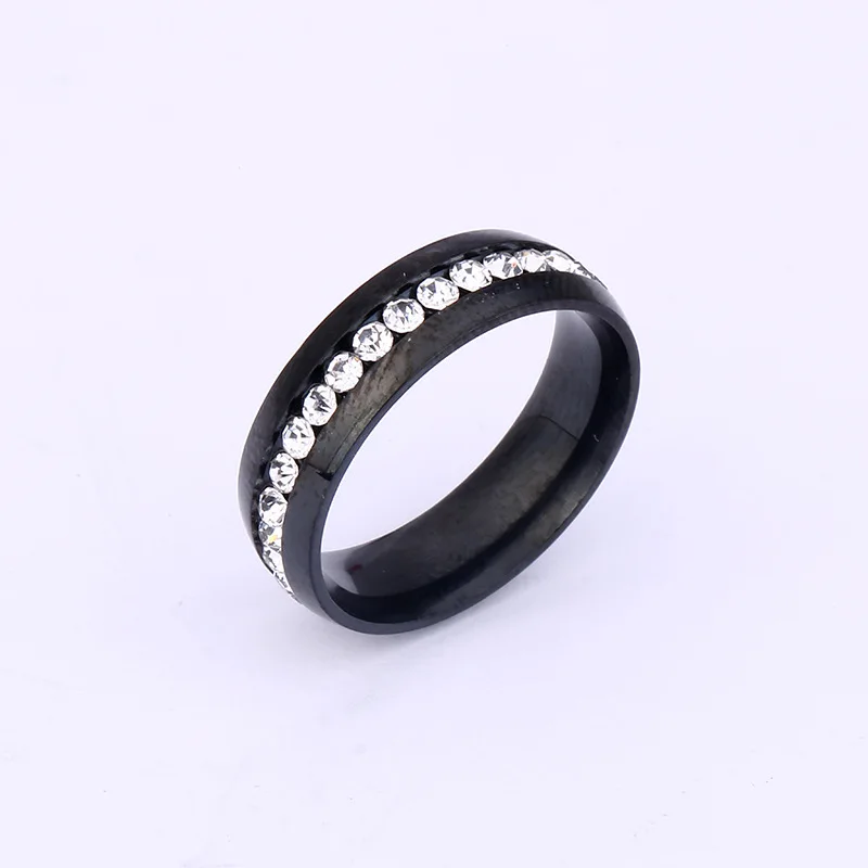 Hot selling Titanium Steel Ring Single Single Row Rhinestone Inlaid Exquisite Ring Stainless Steel Waterproof Jewelry Wholesale
