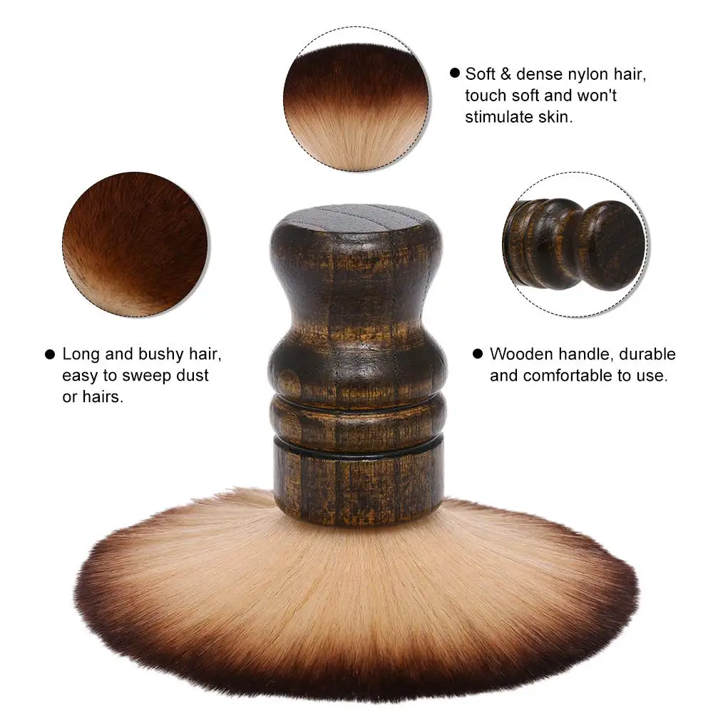 Private label Nylon Wood barber neck duster brush
