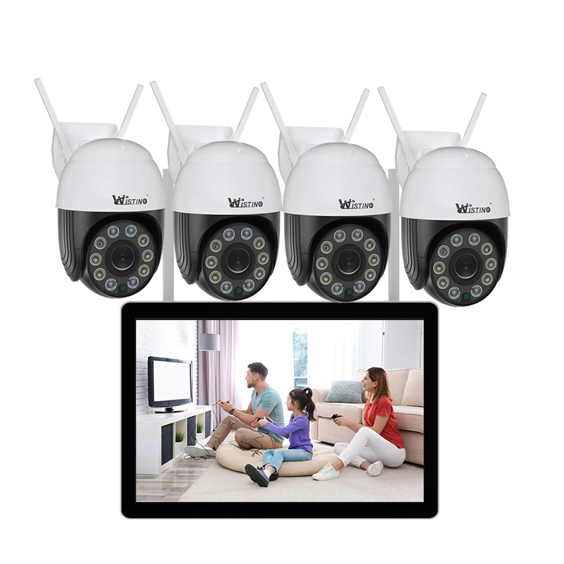 Wistino Nvr Home Camara Security Ip Dome Cctv Camera Lcd Wifi PTZ Kit With Audio Face Recognition cctv camera