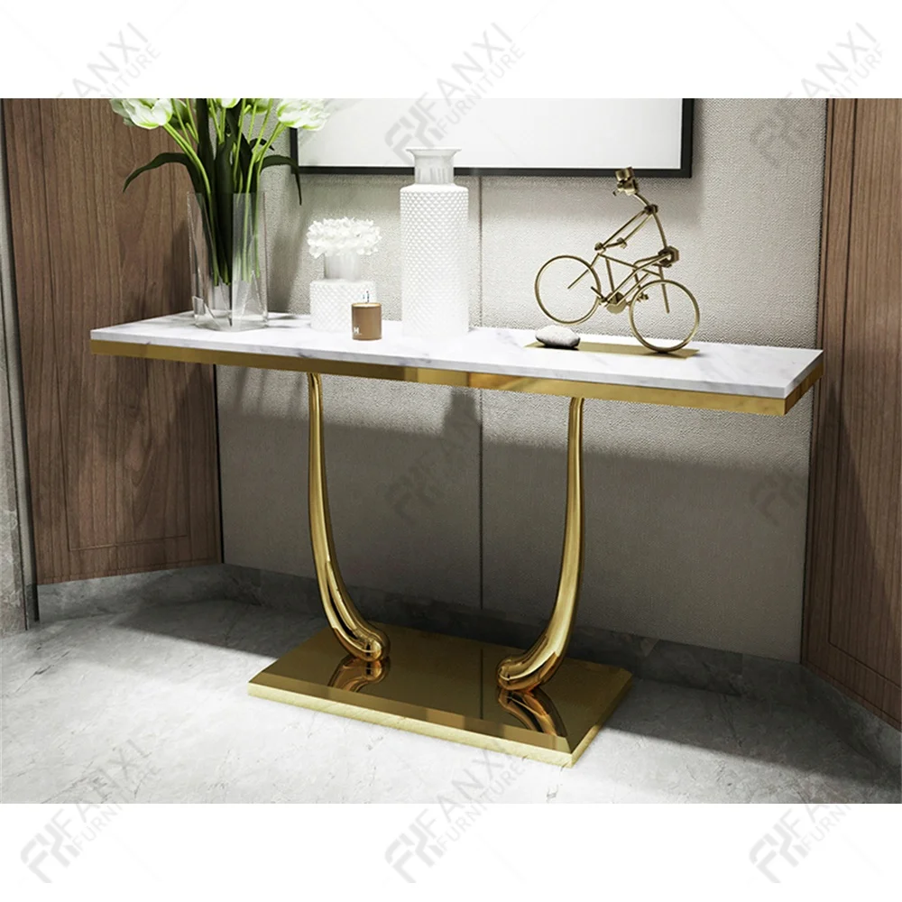 Living room furniture gold stainless steel console table modern royal console table luxury marble console tables CT100