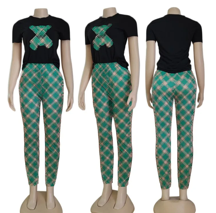 2022 summer fashion flora casual cartoon printing fall designer luxury printed t-shirt two piece set