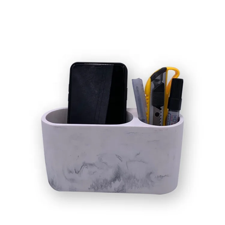 round High Quality stationery Natural Stone resin concrete Marble Pen Holder