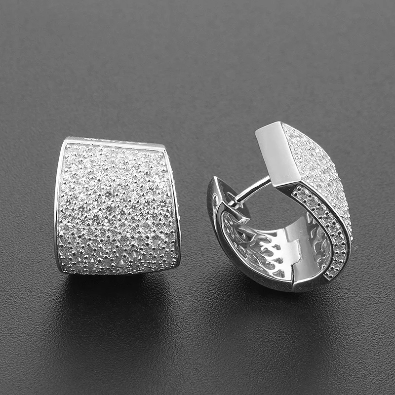 fine jewelry luxury noble 18k gold cz jewelry women cubic zirconia 925 sterling silver fashion huggie irregular diamond earrings