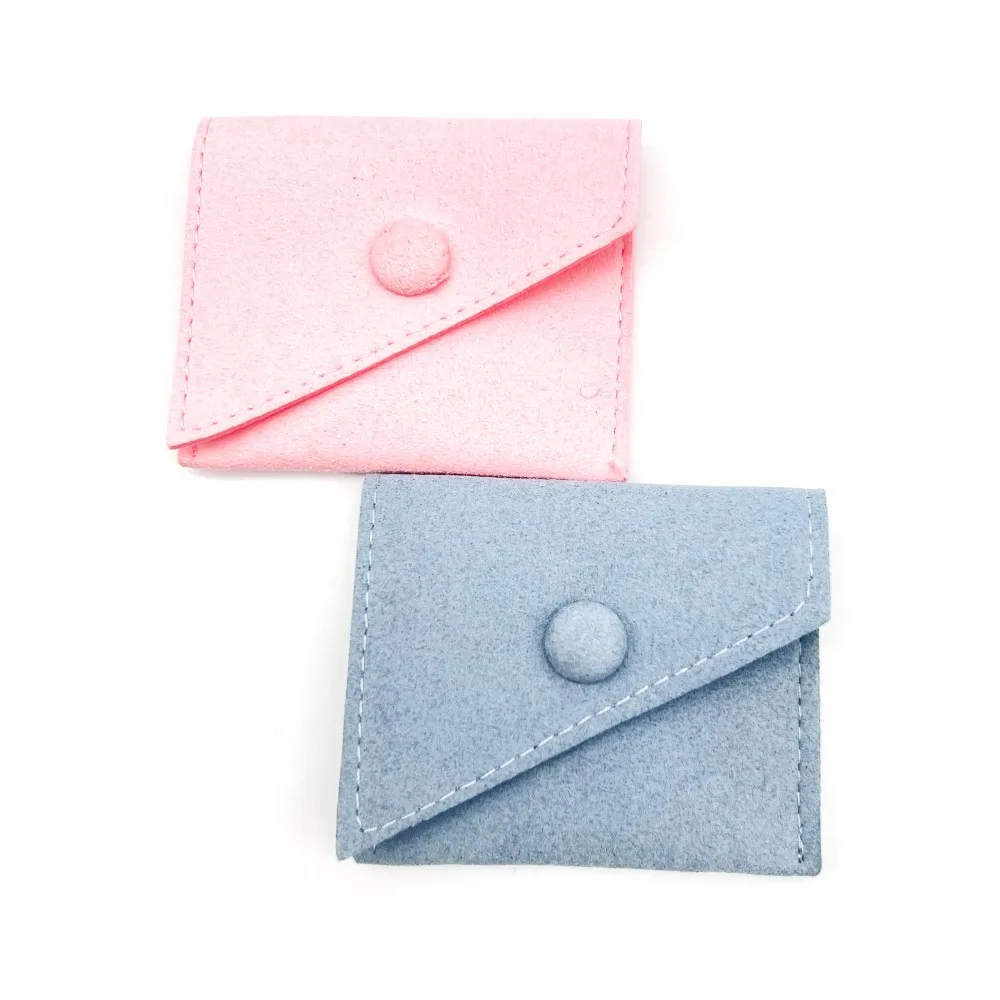 Custom Logo printed  Earrings Ring Mini Jewellery Storage Bags Gift Microfiber Envelope Jewelry packing Pouch