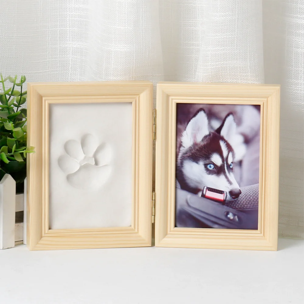Pet Memorial Shadow Box with Clay Paw Print Impression Kit Dog & Cat Folding Frame for Pet Lover