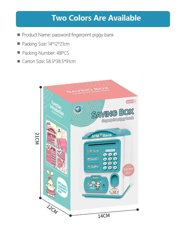 Novelty Toys Children Saving Money Box Kids Electronic ATM Bank Coin Bank Fingerprint Password Lock Piggy Bank educational toys