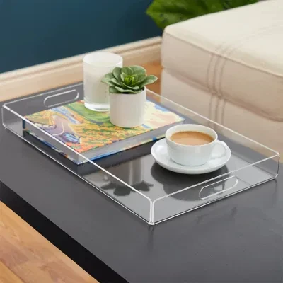 Transparent Acrylic Plastic Serving Tray for Drink Food Cosmetics Storage