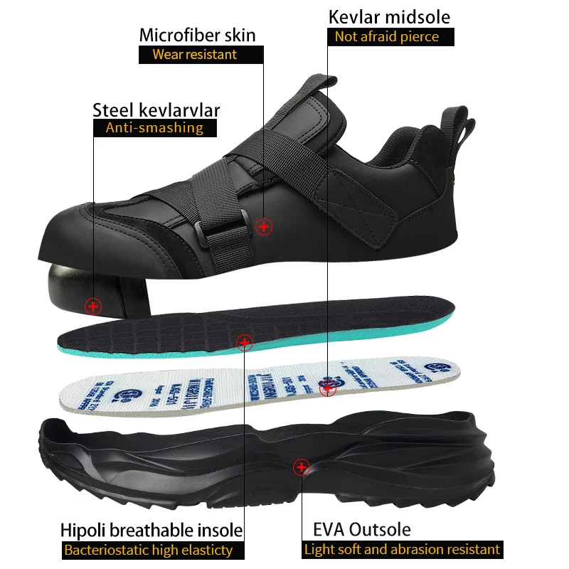 MANWEI New waterproof microfiber leather Steel Toe safety shoes for construction worker,light Black Microfiber Safety Shoes