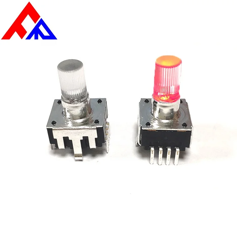 New LED-EC12 encoder multi-color light with switch 24 positioning digital pulse shaft length 20MM car audio encoder