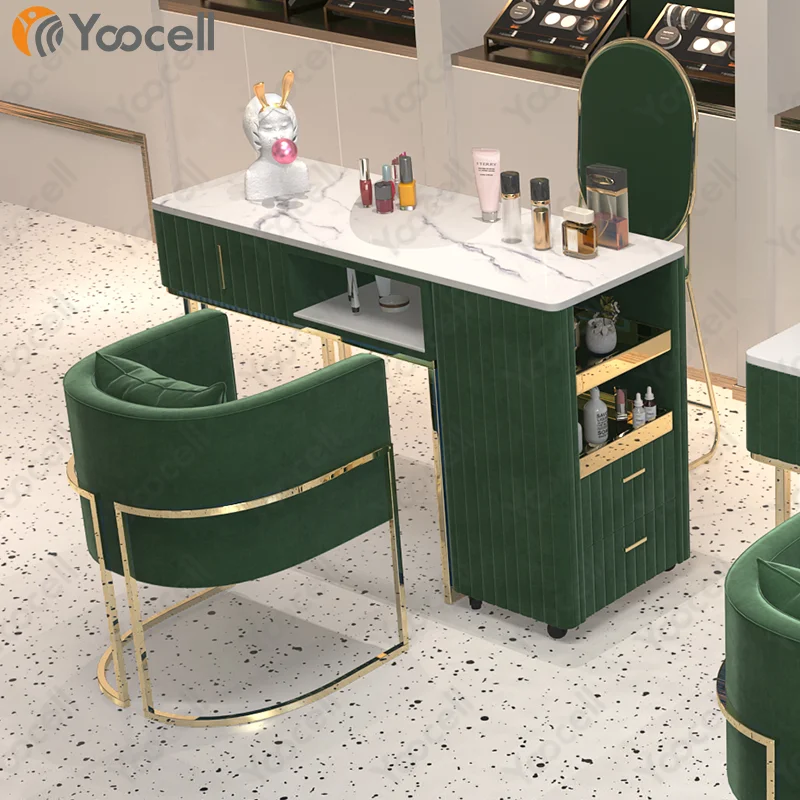 Новый продукт Yoocell зеленая маникюрная станция Маникюрный Стол для педикюра стул маникюрного салона