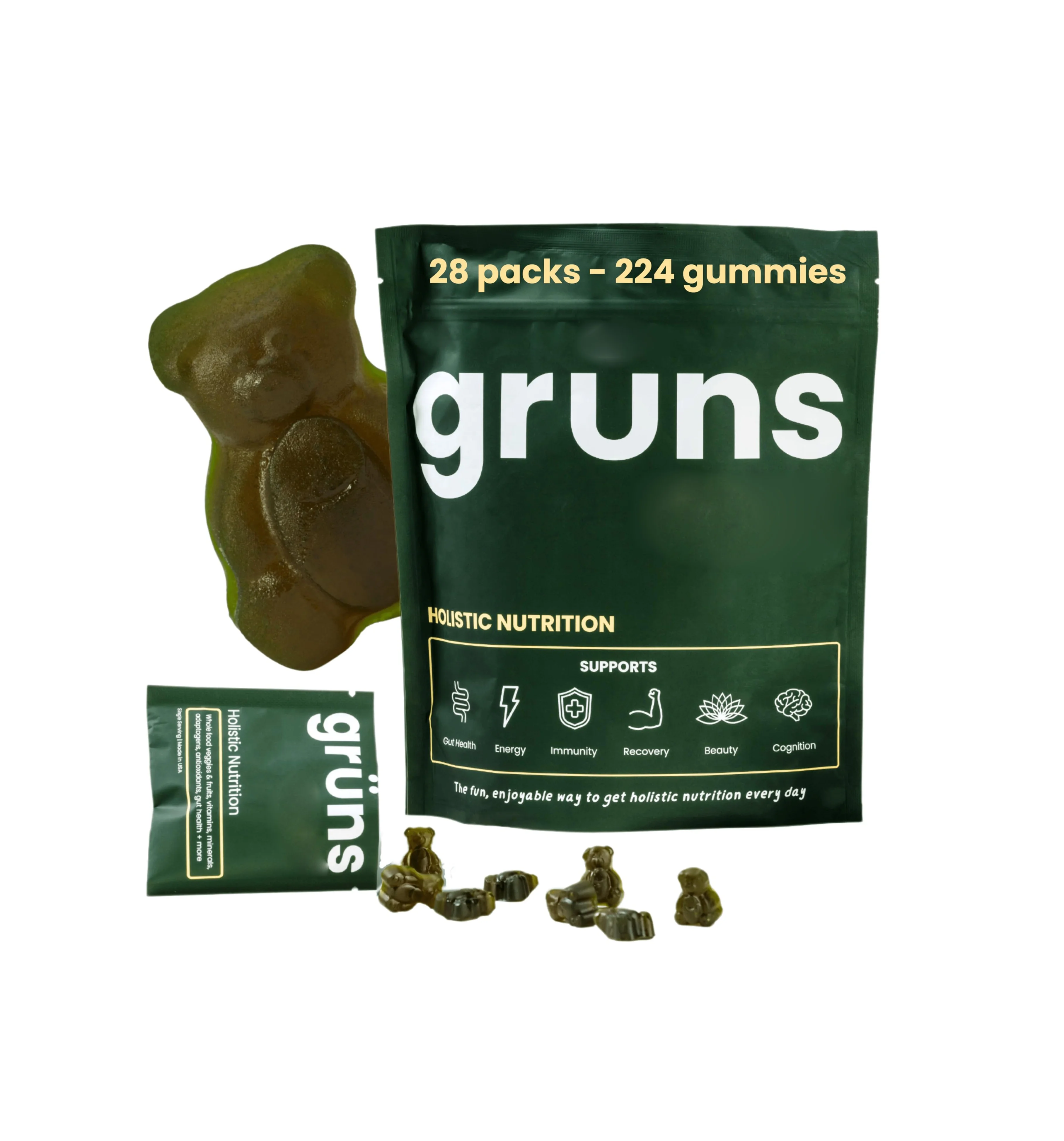 Суперзеленые пакеты жевательных медведей органические добавки спирулины и пребиотики хлореллы для здоровья пищеварительной системы