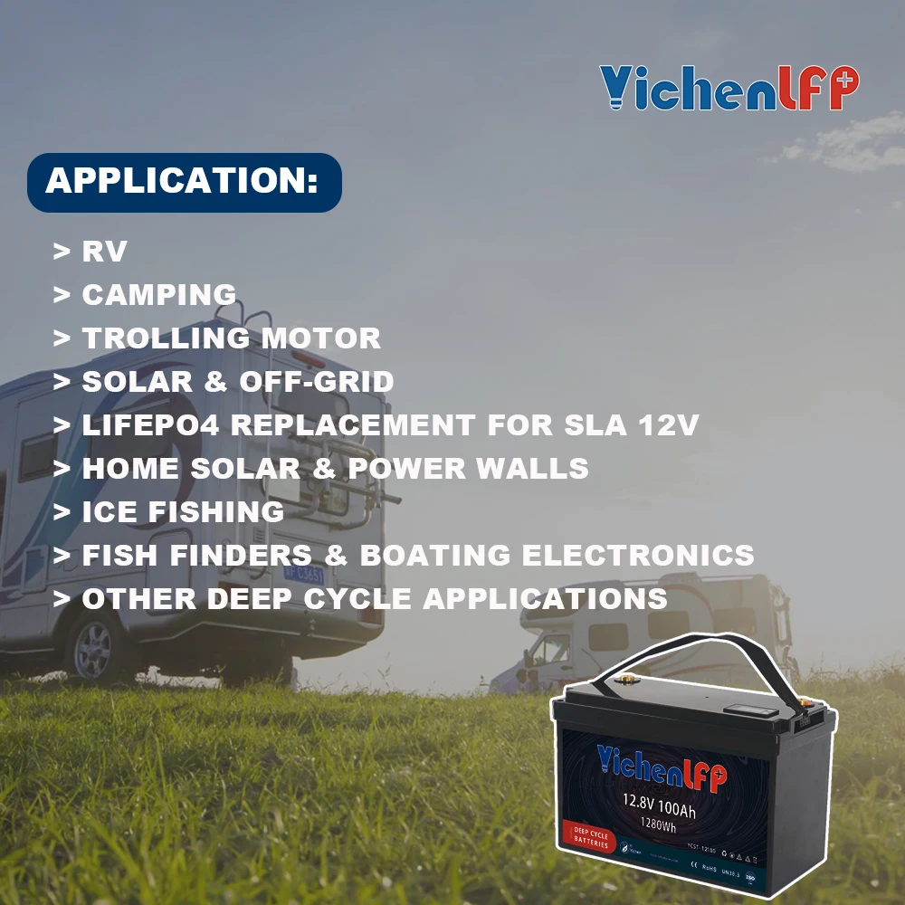 Smart 12V 100Ah Lithium LiFePO4 Deep Cycle Battery 12.8V with Mobile monitoring App support 4 Series and 4 Parallel