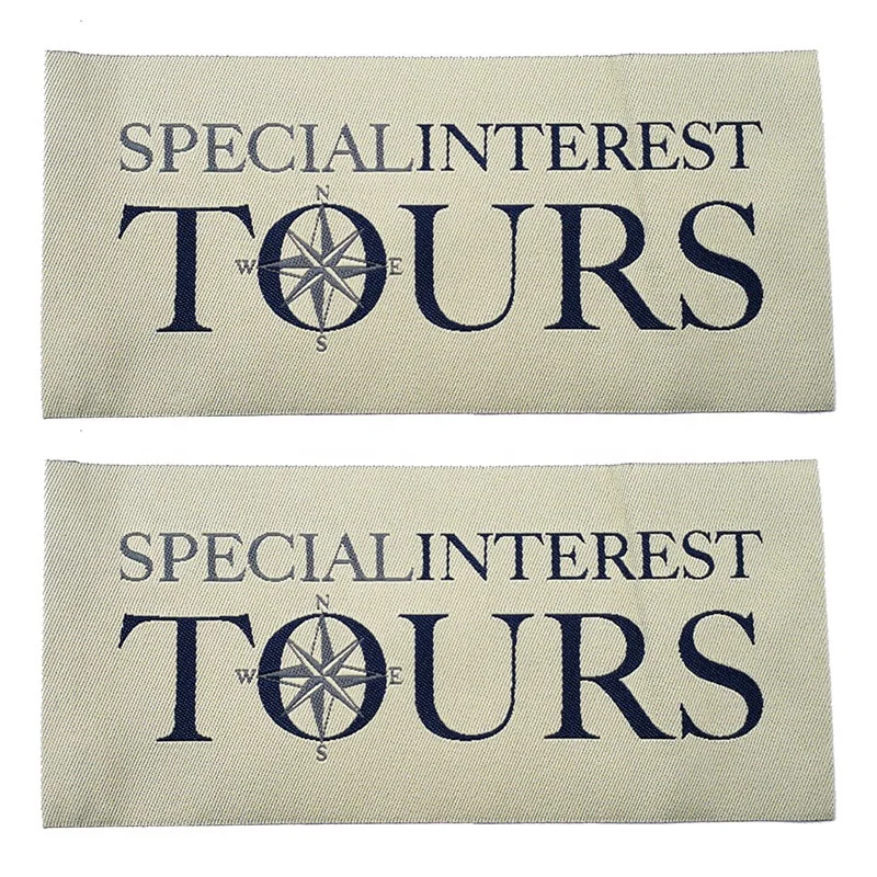 Wholesale custom garment patches washed sew on clothes tags with printed logo woven labels