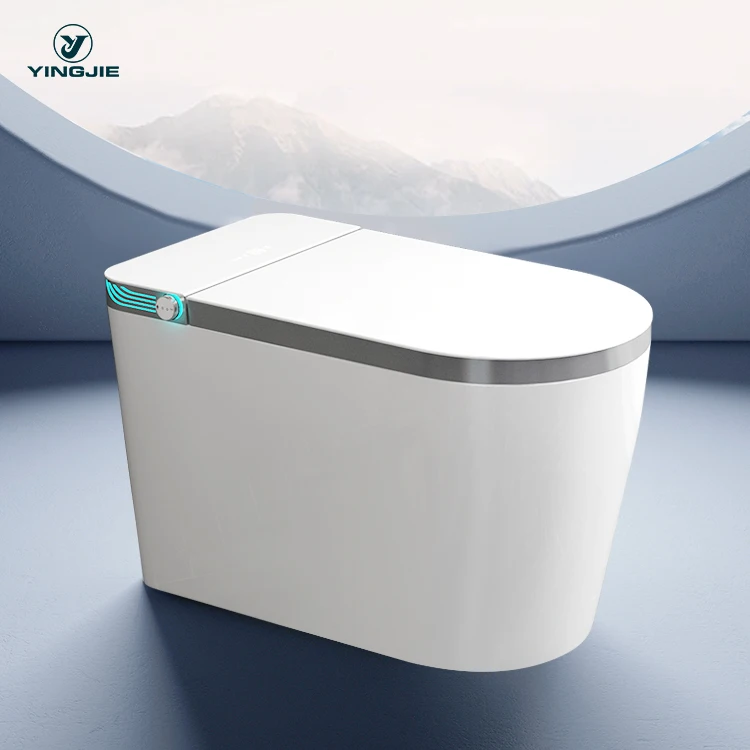 Modern sanitary ware P trap wc Floor Mounted Elongated Foot Sensor  bathroom intelligent smart toilet