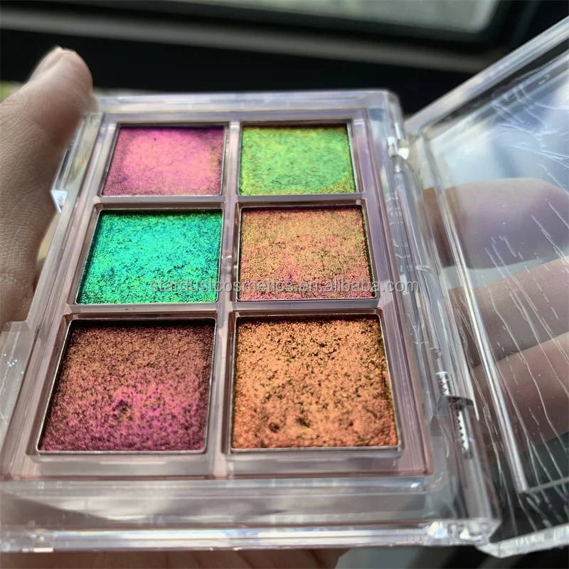 Makeup Wholesale Private Label Custom Eyeshadow Pigmented Palette shimmering metallic chameleon multichrome Eyeshadow Palette