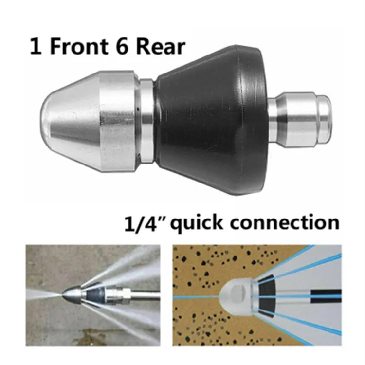 Bullet Head Pipe Drain Cleaning Pipe Dredging Cleaning Nozzle 1/4'3/8' Quick Sewer High-pressure Nozzle Drain Cleaning Tool