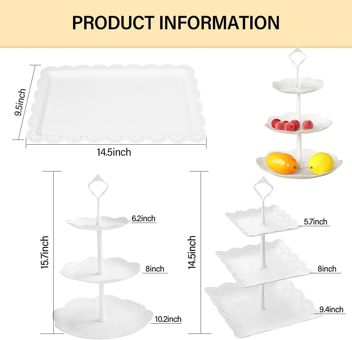 10 Pcs Cake Stand Plastic Dessert Table Stand Set 3 Tired Cupcake Display Stands Cookie Rack Serving Tray Cake Display Tower