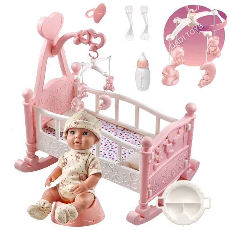 DADI OEM/ODM игровой домик 16 дюймов пластиковая розовая детская игрушка кукла кровать Однослойная качающаяся для кукол