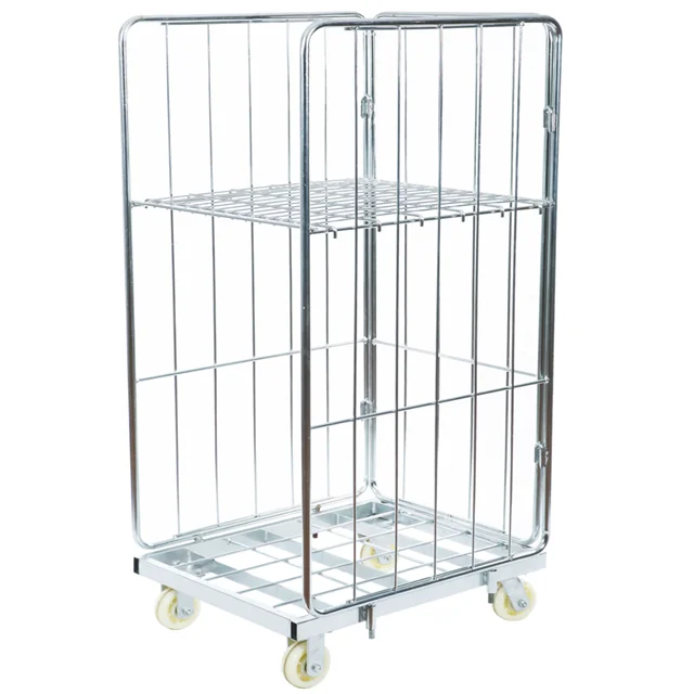 KAIJIA Medium Duty Moving Material Handling Transport Supermarket Logistics Rolling Cage Trolley Roll Container