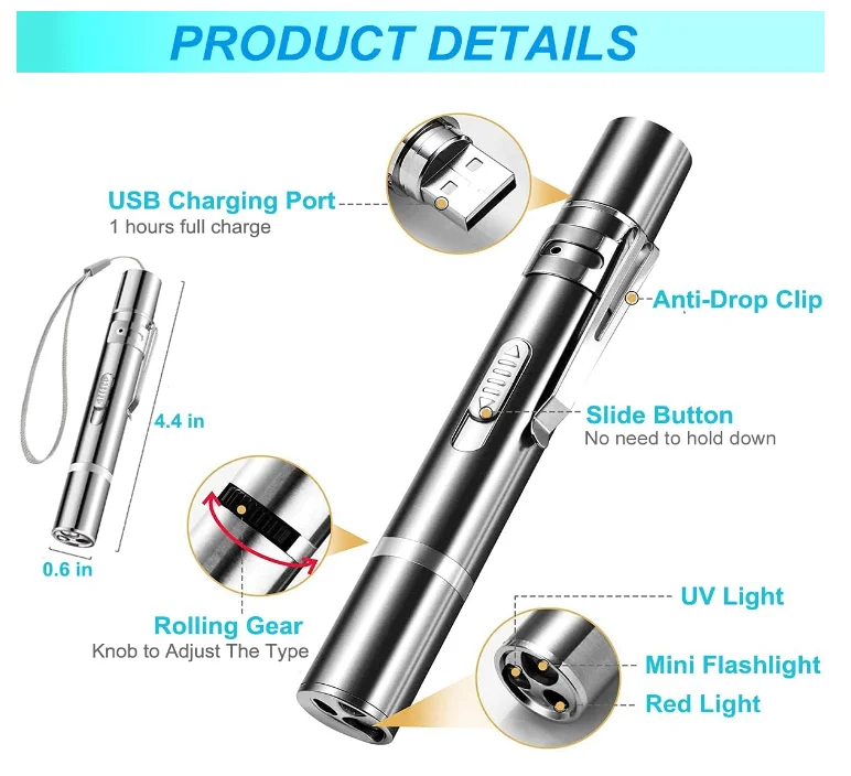 Kingtale Cat Toy Laser Pointer with 5 Patterns USB Recharge Laser Long Range and 3 Modes Training Chaser Interactive Toy