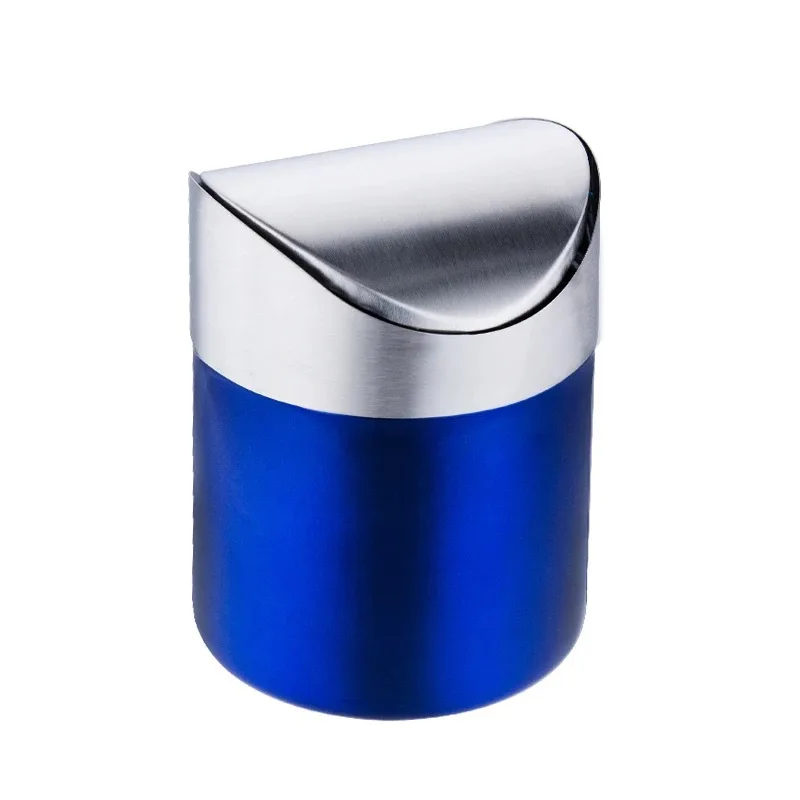 Household Storage Bucket Stainless Steel Desktop Trash Can Car Mini Trash Can
