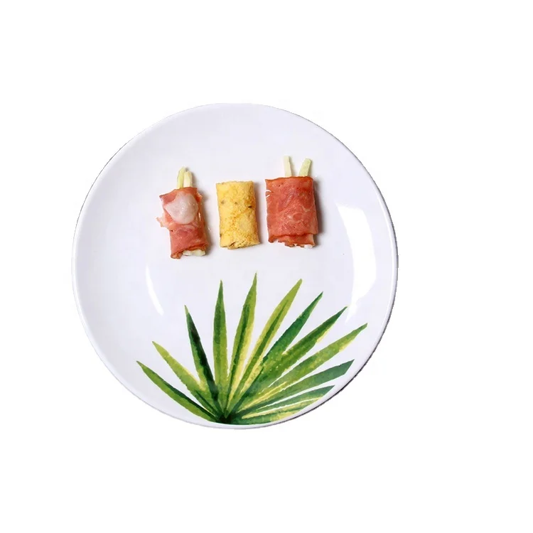 10 inch ins Nordic ceramic steak plate fruit platter small fresh leaves Thai western restaurant main meal large plate