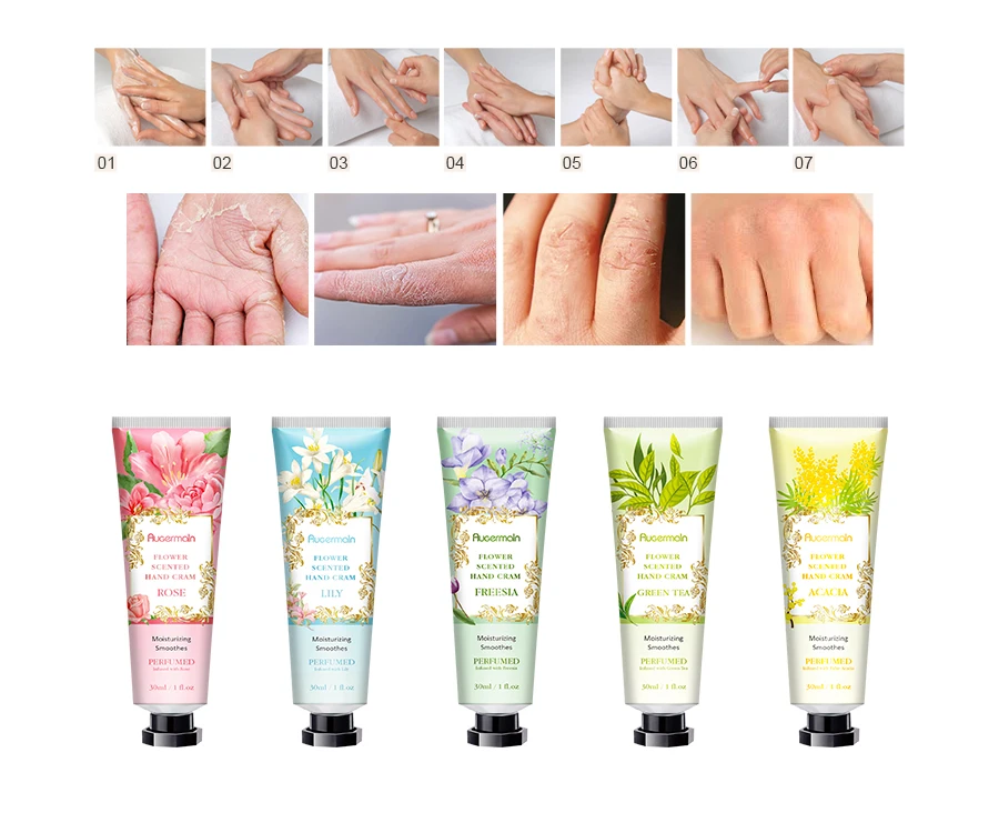 OEM Natural Korea Flower Fruit Fragrance Whitening Hand Care Cream Lotion Mini Moisturizing Hand Cream