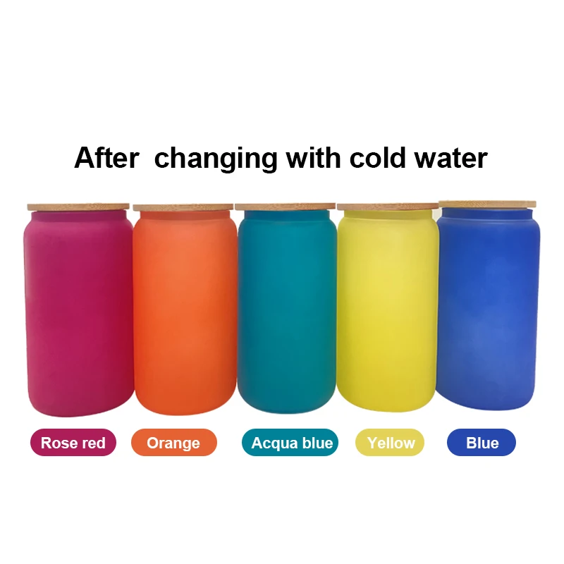 Новое поступление, Стеклянный Стакан холодного цвета 16 унций в форме банка с бамбуковой крышкой и соломинкой Для склада в США