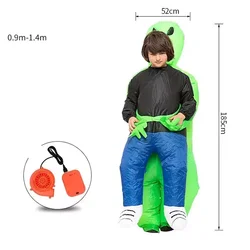 Amazon Kids Halloween Ghost Inflatable Monster Costume Scary Green Alien Cosplay Costume Blow Up Cosplay Costume