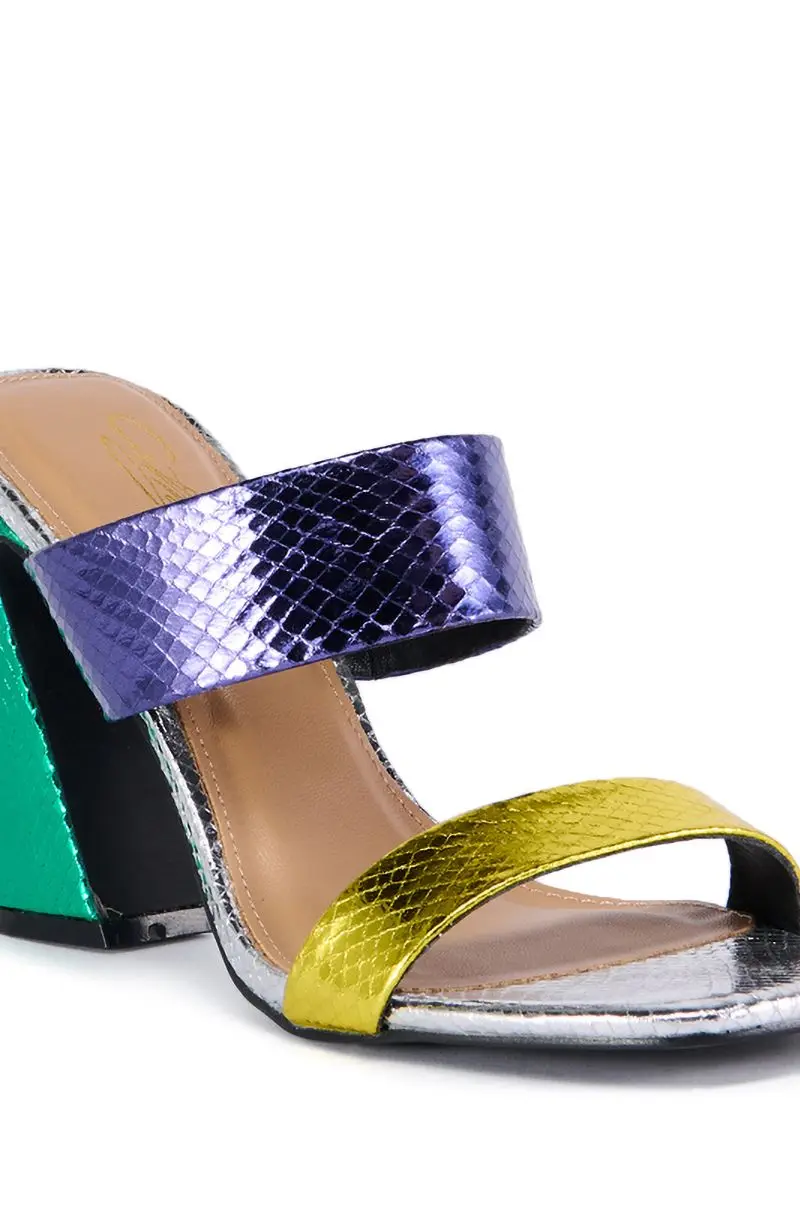 Chengdu Factory Women Summer high heel Slides Shoes Sandals snakeskin print multicolor sandals