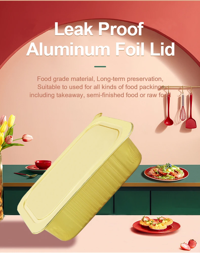 Over 300 Sizes Color Rectangular Aluminum Foil Container with Compatible Aluminum Foil Container Sealing Machine